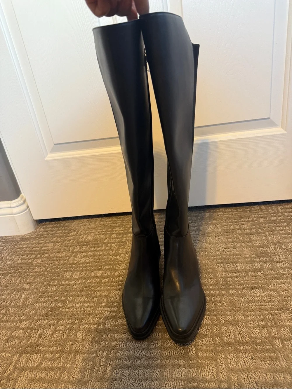 Michael Kors Lex Stretch Leather Knee High Boots Black Size 6M NWT